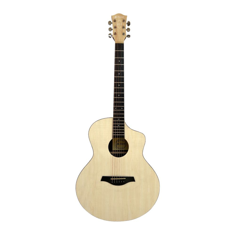 Chord Nomad Series Electro-Acoustic Guitar with EQ & Tuner – White Quilted Maple