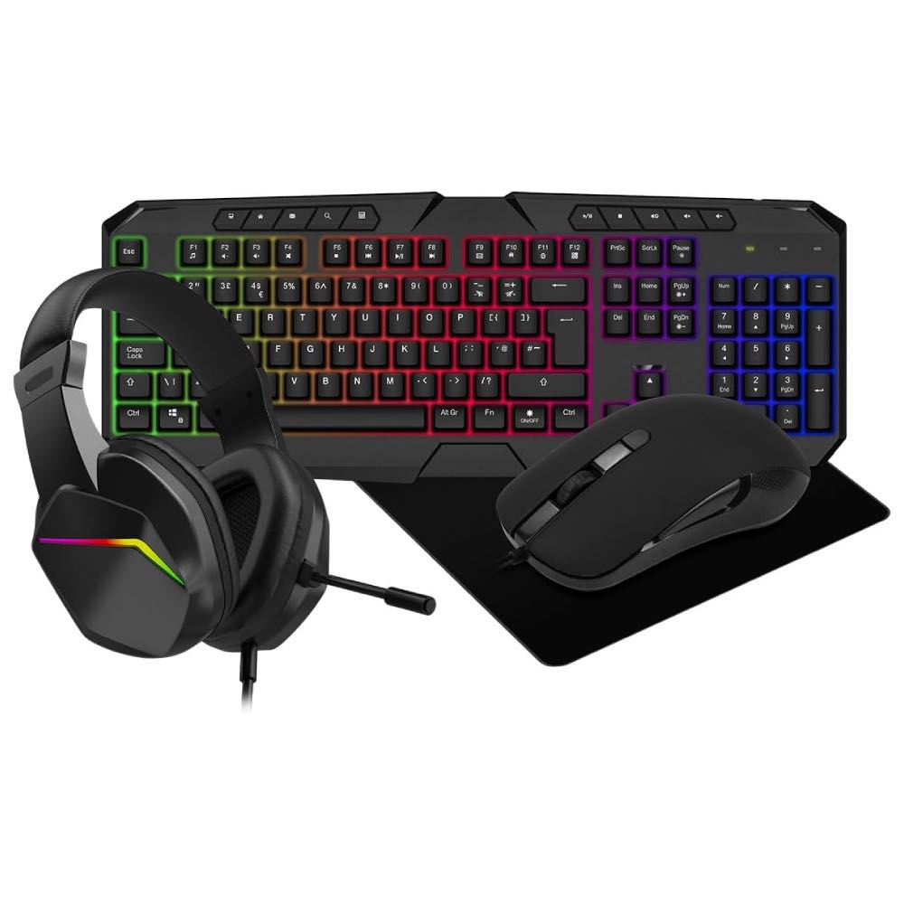 CiT Raptor 4-in-1 Desktop Gaming Bundle – Keyboard, Mouse, Headset & Mousemat Set