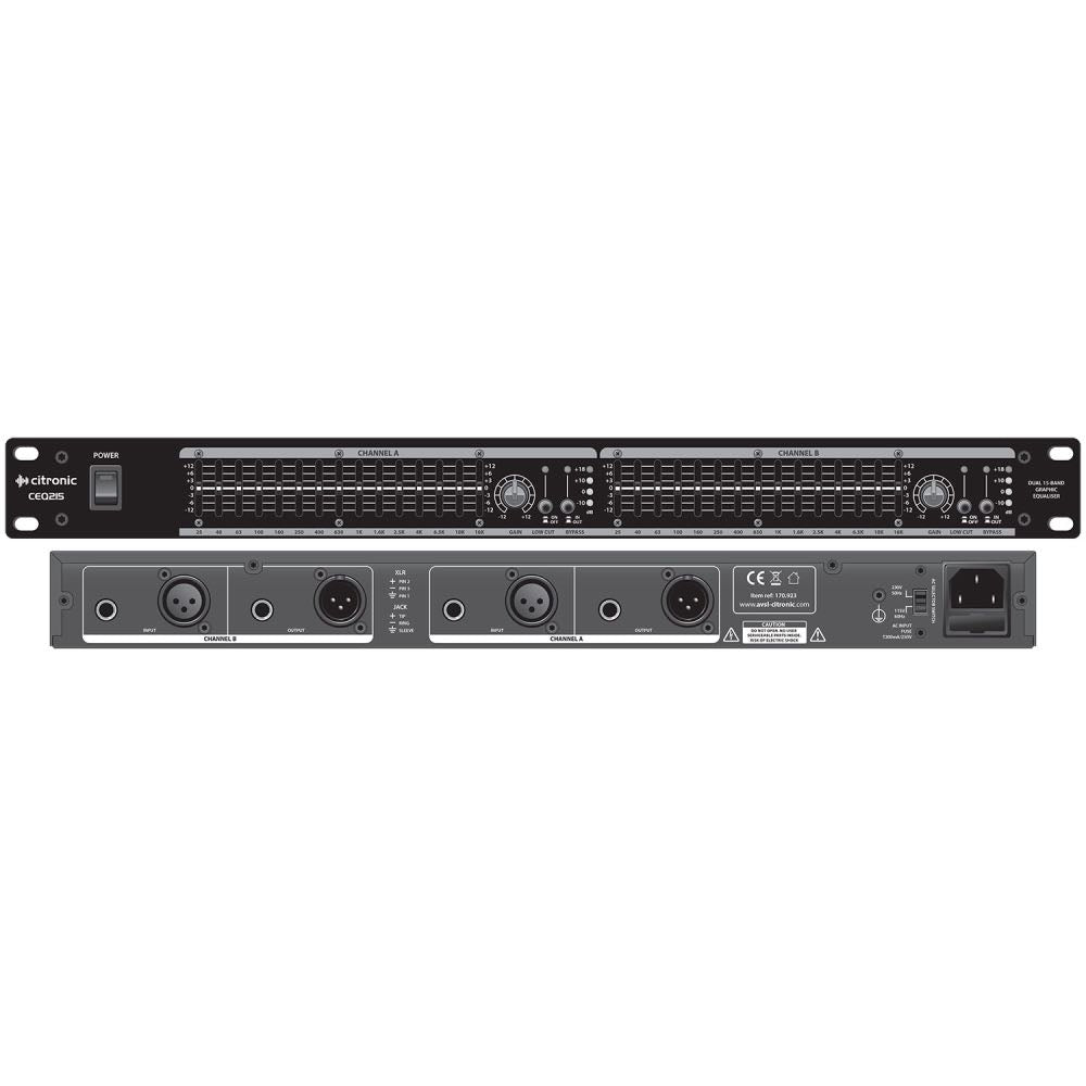 Citronic CEQ215 Dual 15-Band Rackmount Graphic EQ