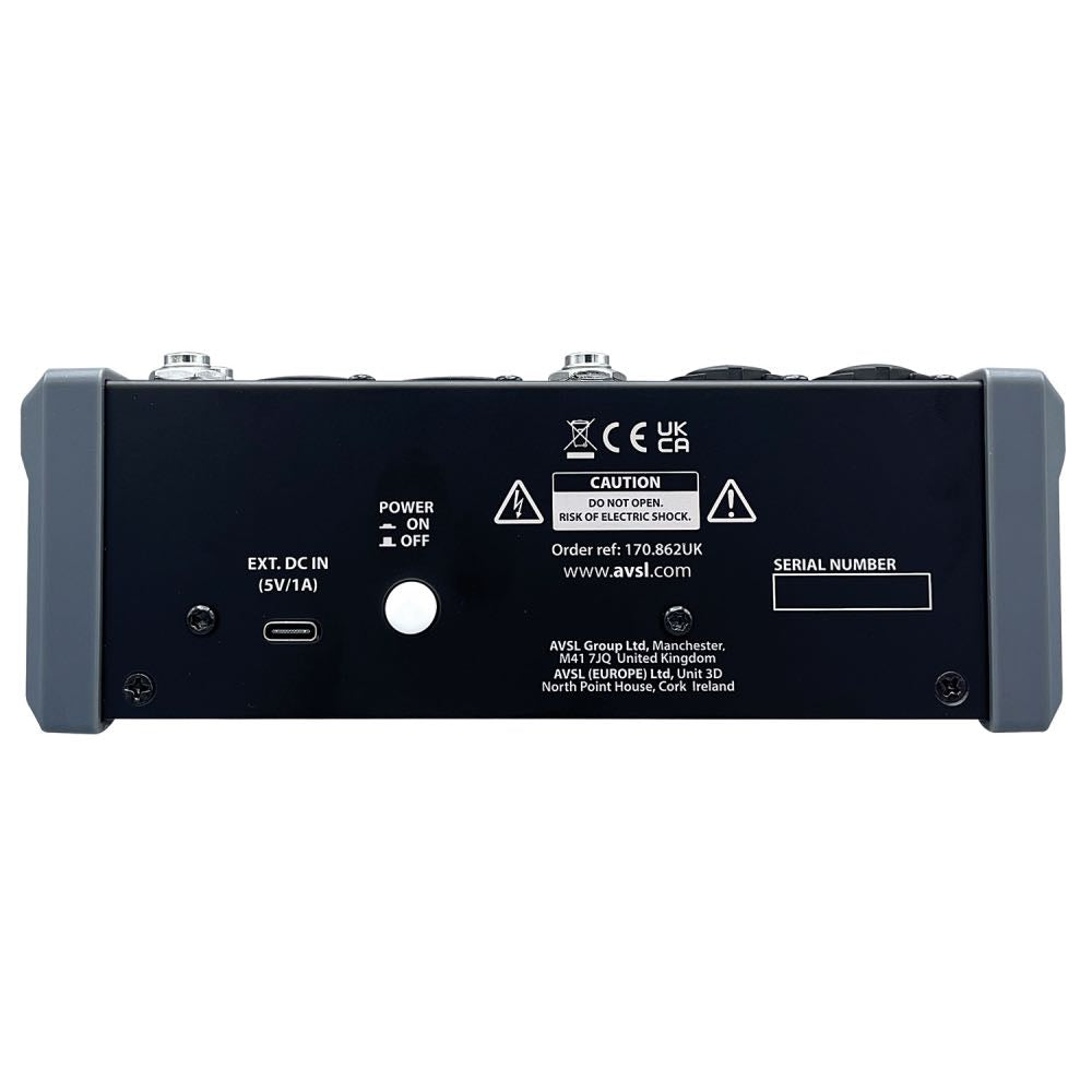 Citronic CMA-Series Compact 6-Channel Mixer with DSP, USB & Bluetooth (4 Mono + 2 Stereo)