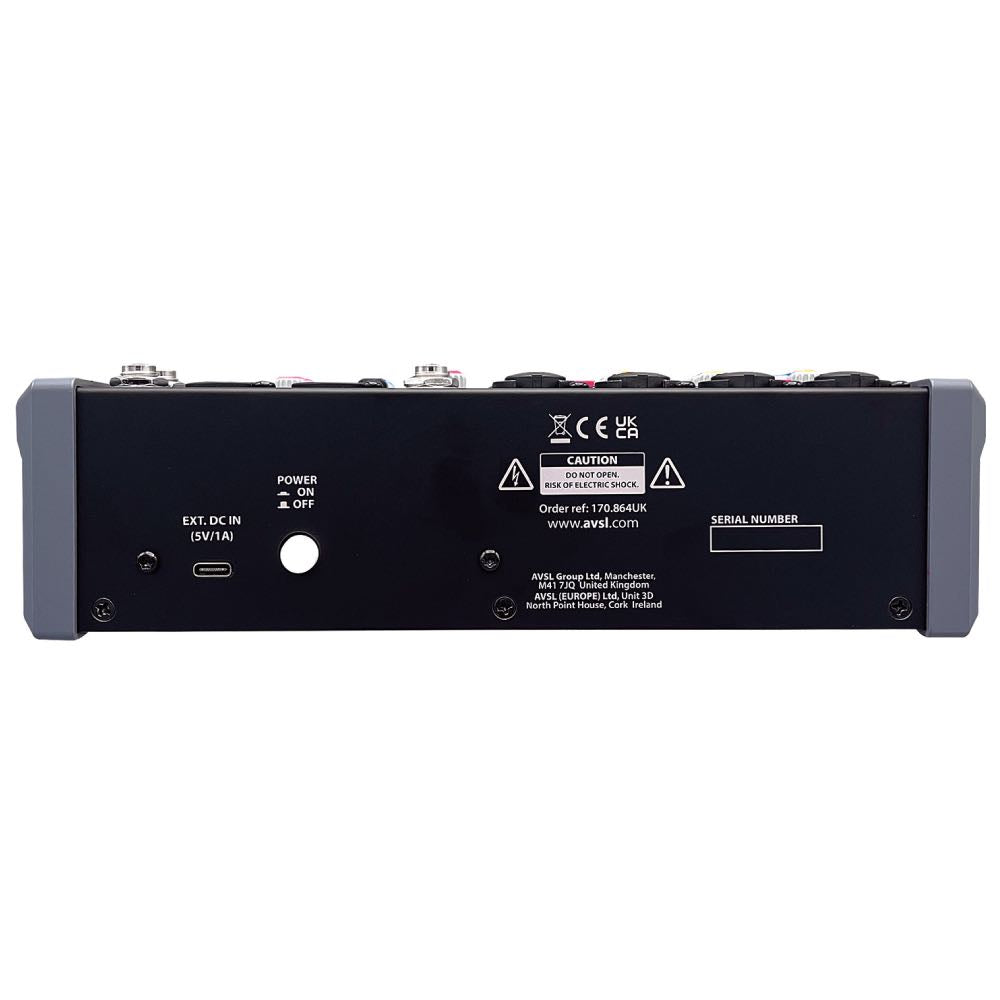 Citronic CMA-Series Compact 6-Channel Mixer with DSP, USB & Bluetooth (4 Mono + 2 Stereo)
