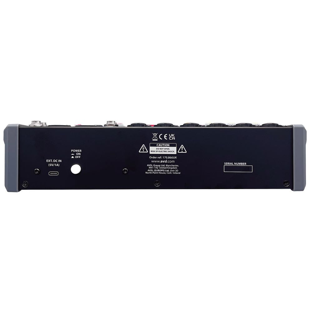Citronic CMA-Series Compact 6-Channel Mixer with DSP, USB & Bluetooth (4 Mono + 2 Stereo)