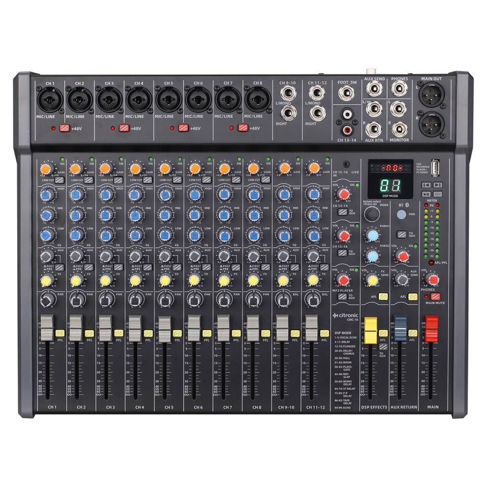 Citronic CMC-Series 14-Channel Mixing Console with DSP, USB & Bluetooth
