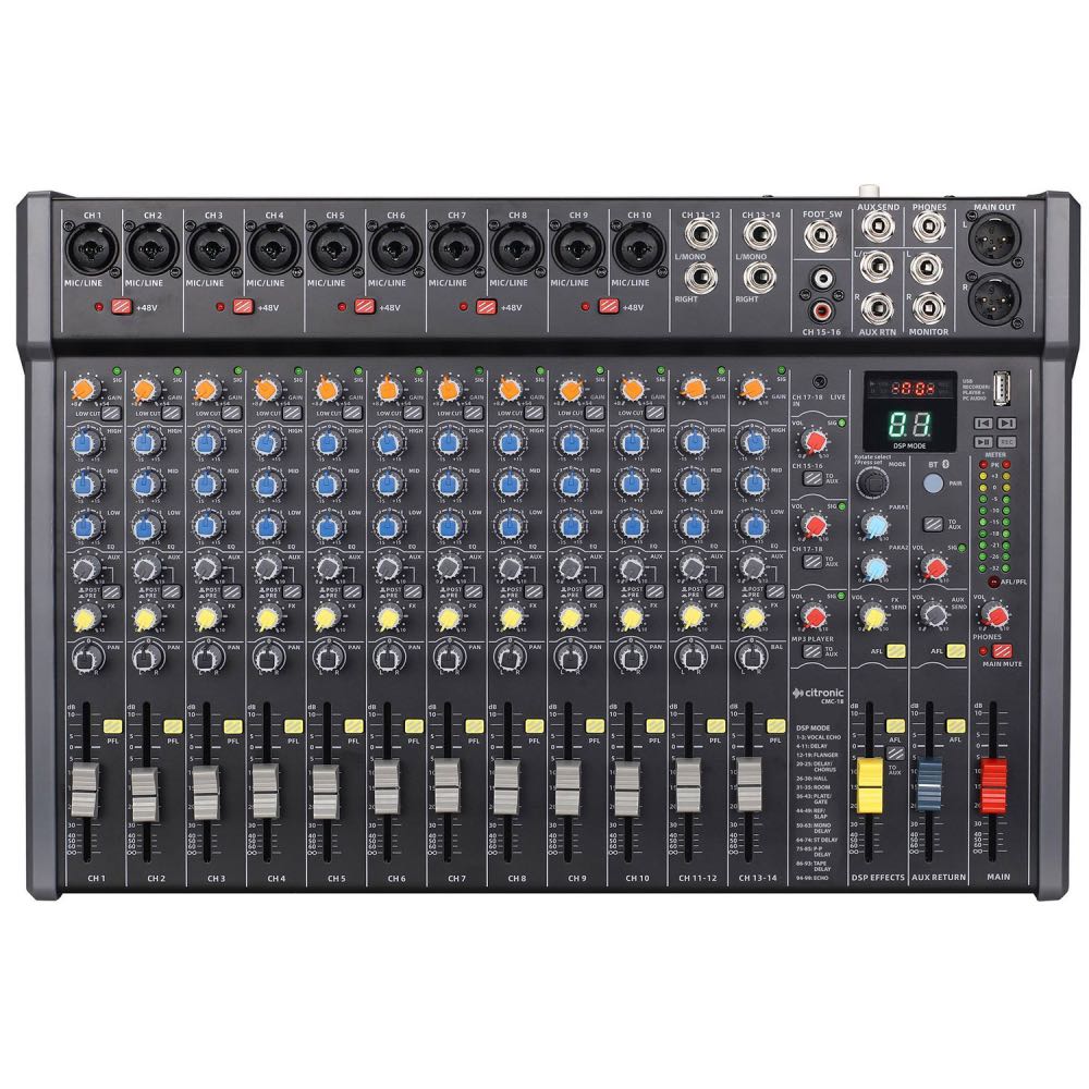 Citronic CMC-Series 14-Channel Mixing Console with DSP, USB & Bluetooth