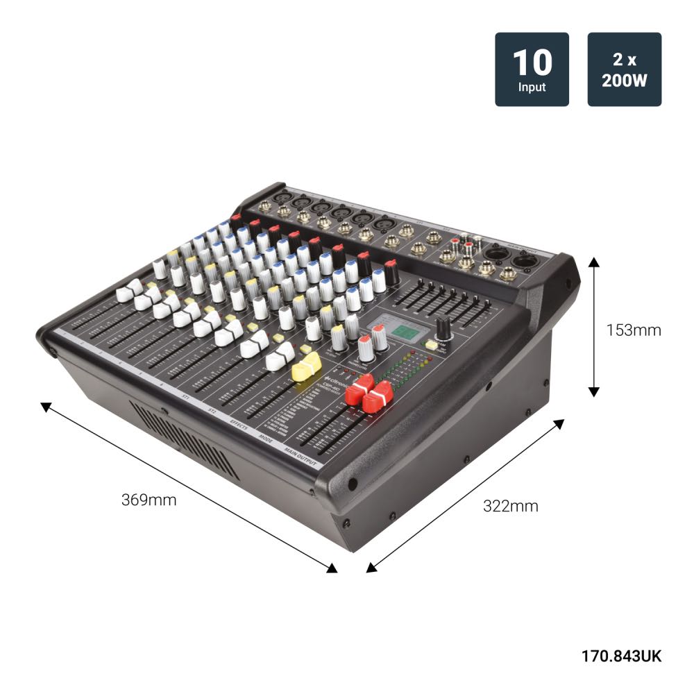 Citronic CSP-Series 14-Channel Powered Mixer with Built-In Amplifier & DSP FX