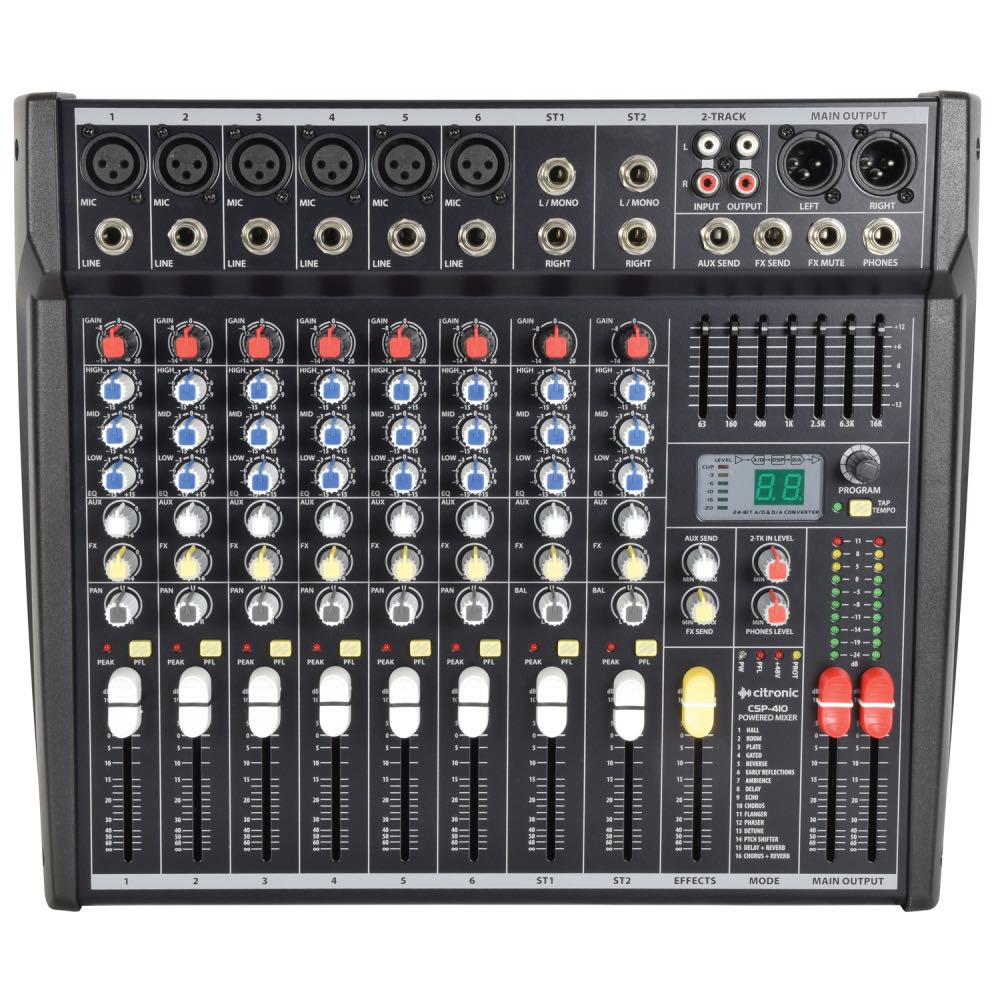 Citronic CSP-Series 14-Channel Powered Mixer with Built-In Amplifier & DSP FX
