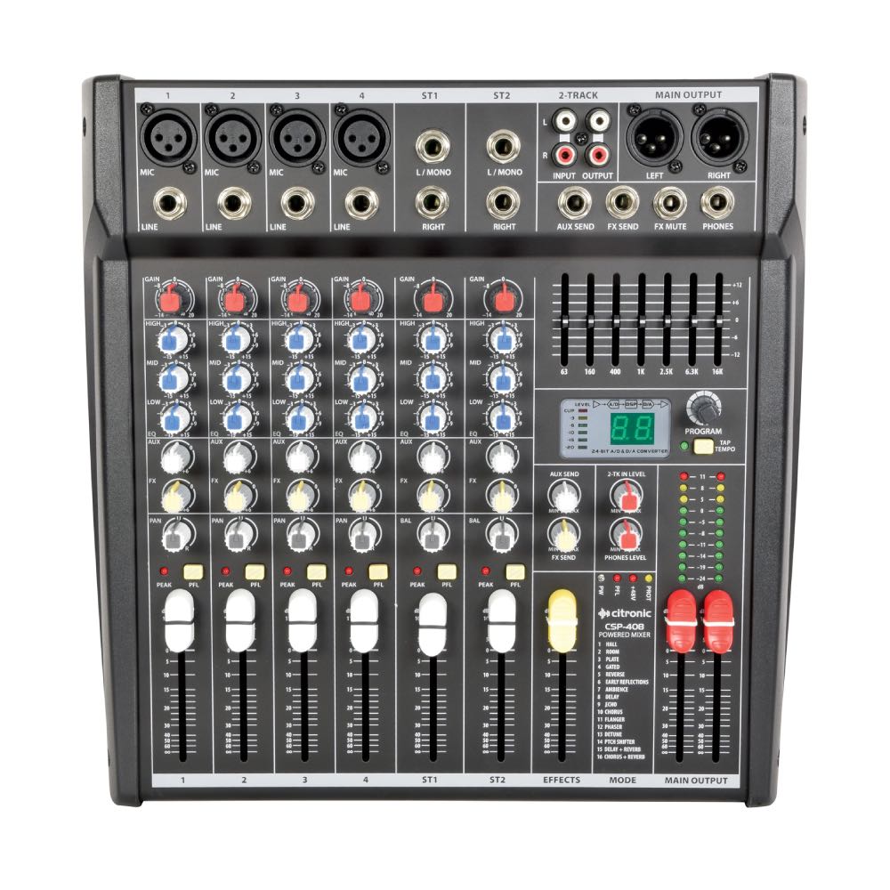 Citronic CSP-Series 14-Channel Powered Mixer with Built-In Amplifier & DSP FX