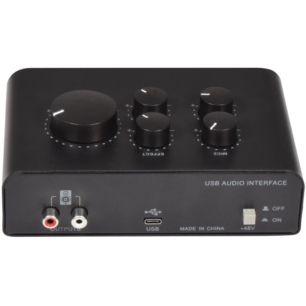 Citronic USB-C Audio Interface with 2 Mic + 1 Instrument Input & Monitoring