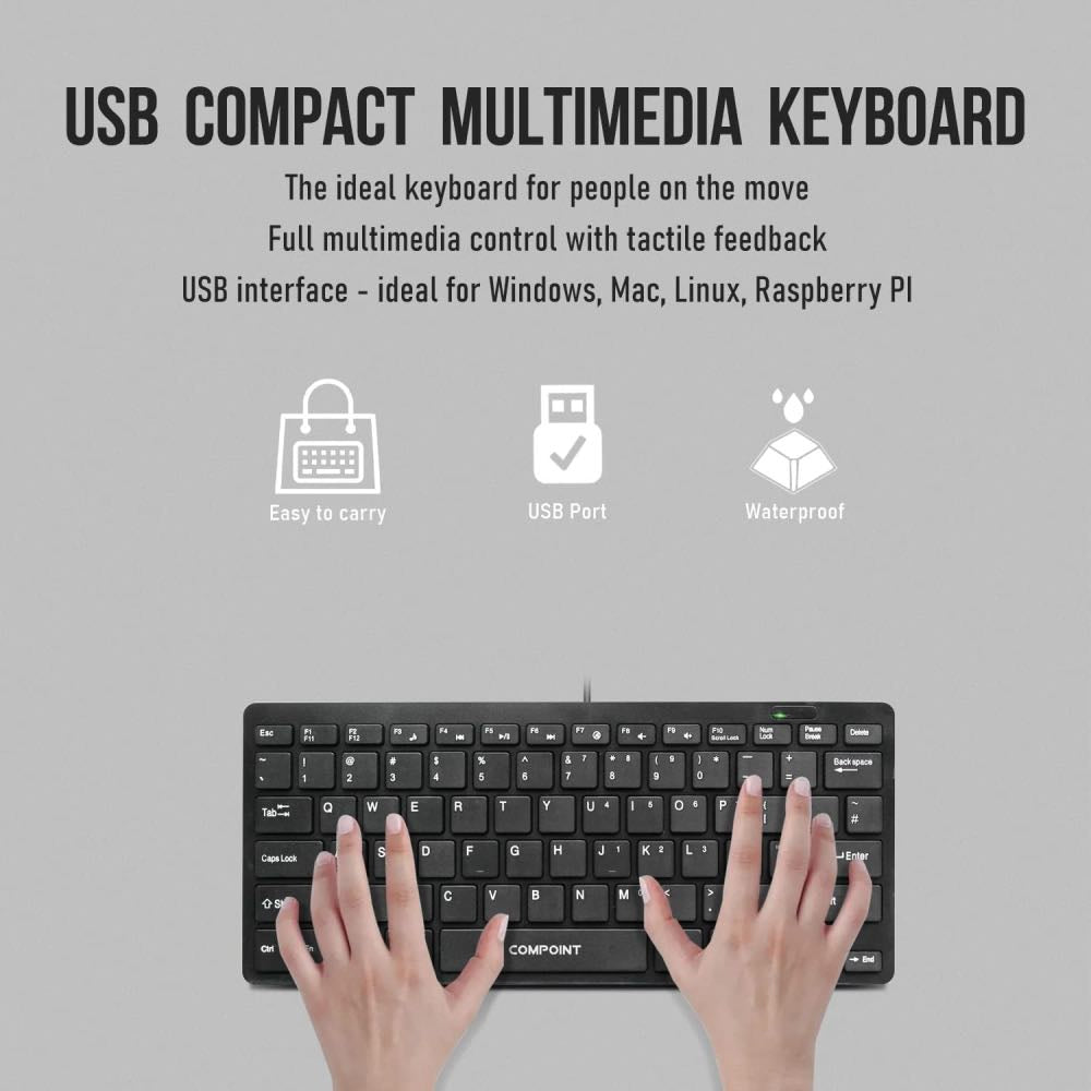 Compoint CP-K7070 Compact USB Multimedia Travel Keyboard