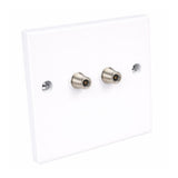 Double F Type Satellite Wall Socket Plate Flush Mount Dual RF Outlet