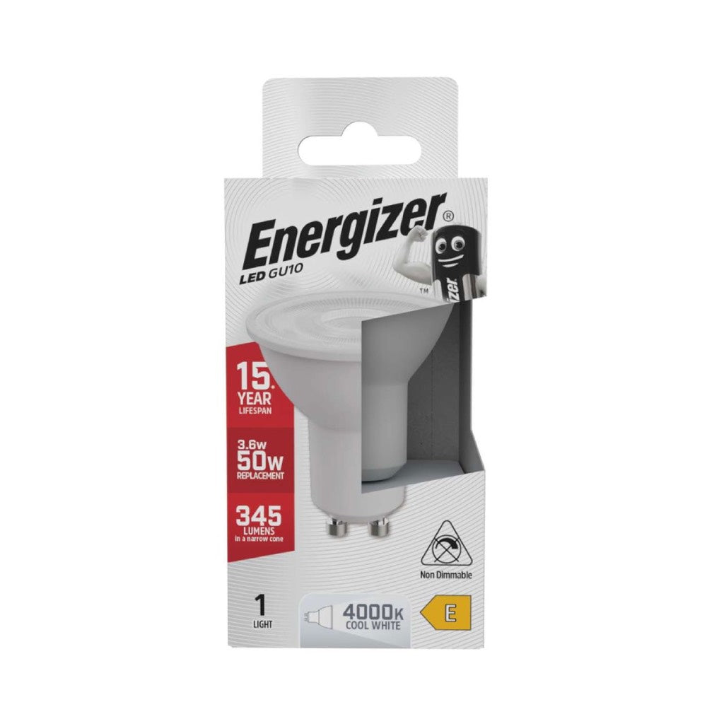 Energizer LED GU10 Bulb 3.6W 345lm – 4000K / 6500K (Cool White / Daylight)