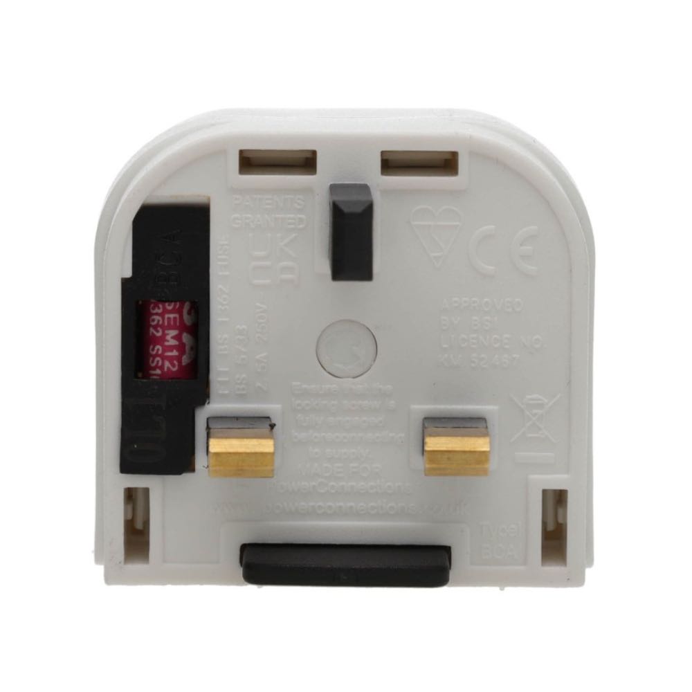 Euro to UK Power Supply Adapter Plug – 3A Fused Converter