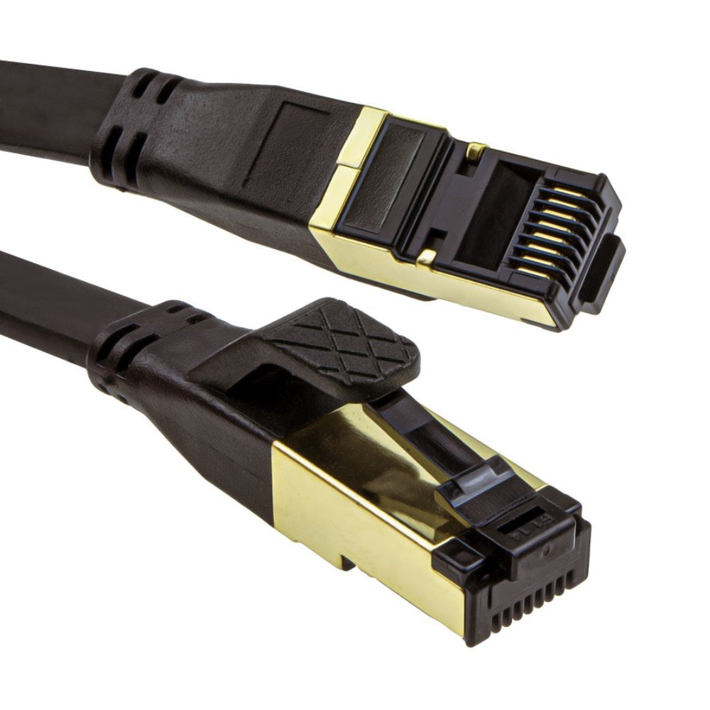Flat Cat 8 High-Speed RJ45 Ethernet LAN Networking Cables – Black – 20m
