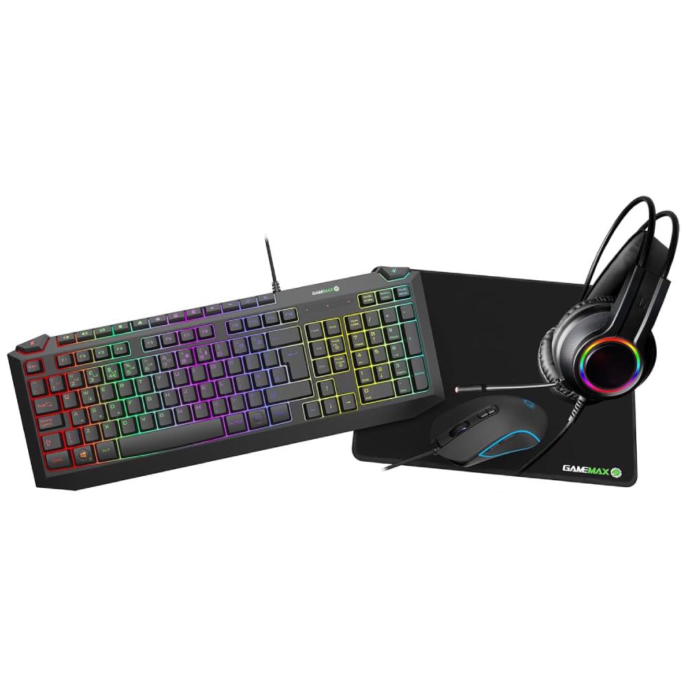 GAMEMAX Pulse 4-in-1 PC Gaming Bundle – Keyboard, Mouse, Headset & Mousemat Set