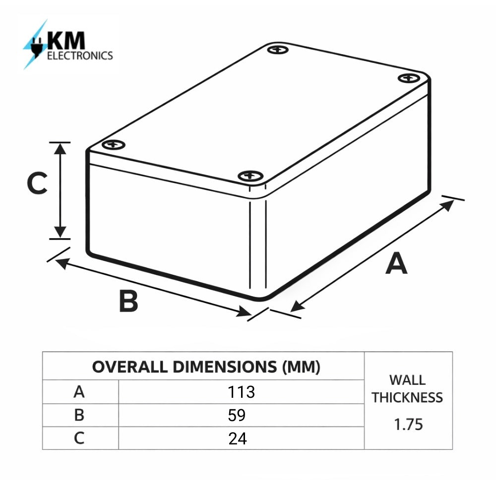 ABS Plastic Electronics Project Enclosure Box – Black – Multiple Sizes