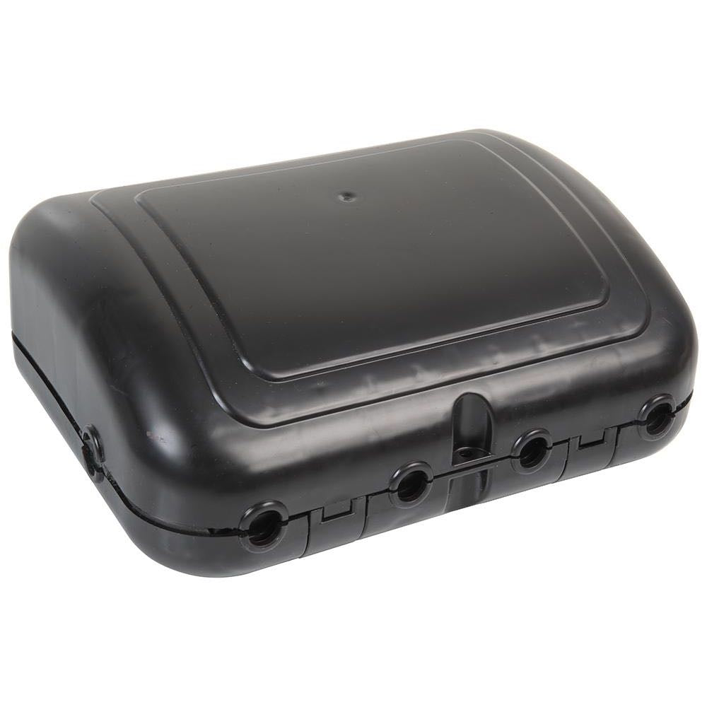IP64 Heavy-Duty Garden Weatherproof 13A 4 Gang Outdoor Junction Box in Black – Available Lengths: 2m / 5m / 10m