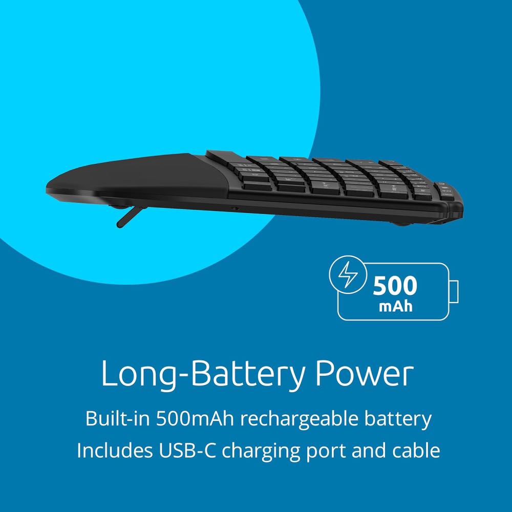 Kensington KB675 EQ Pro Fit Ergo TKL Rechargeable Wireless Keyboard