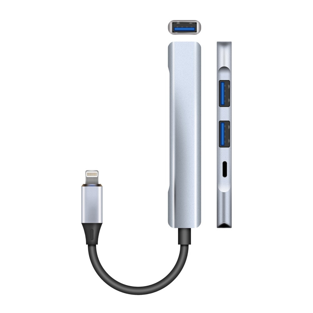 Lightning to 3x USB-3 Sockets + 20W Fast Charging OTG Adaptor