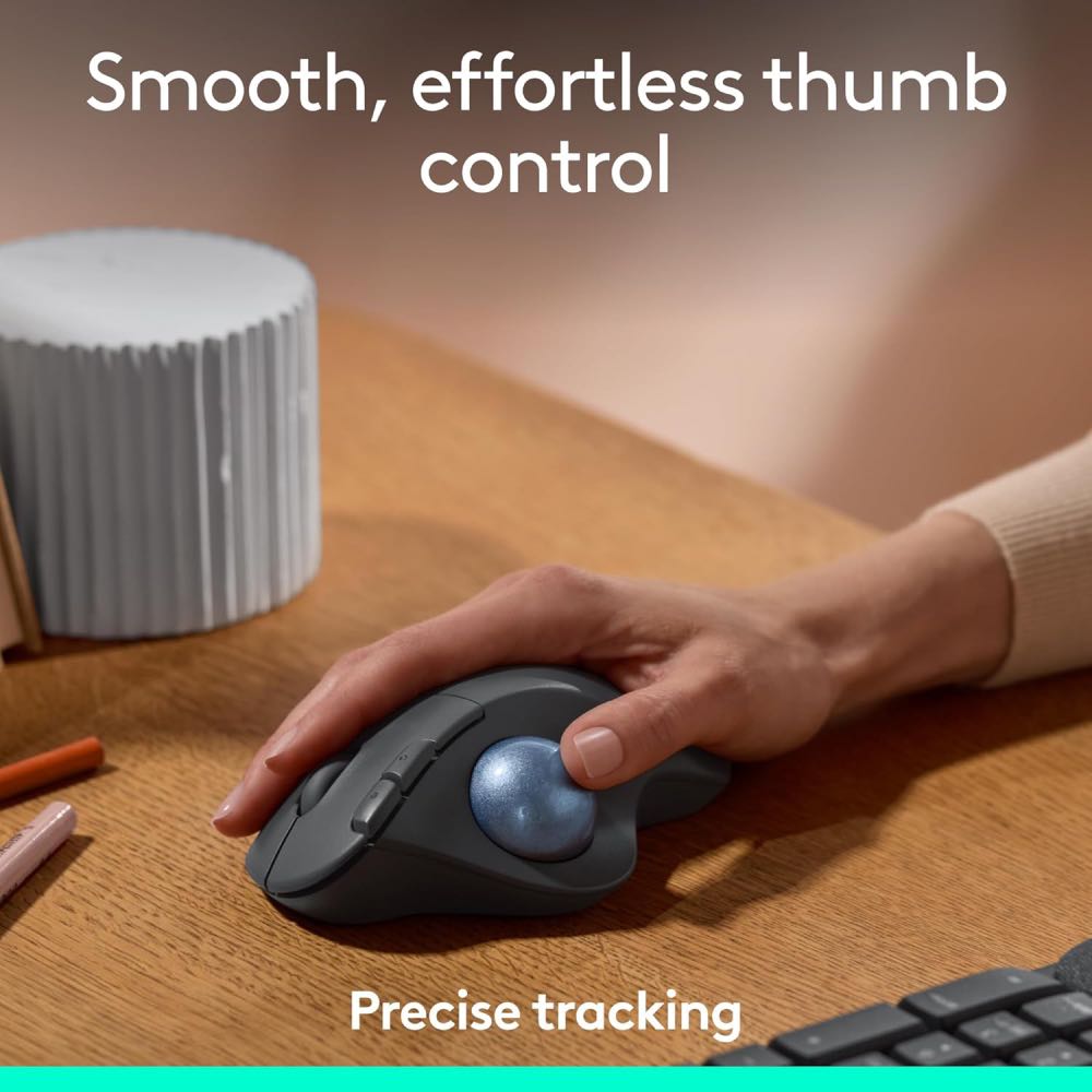 Logitech Ergo M575 Wireless Ergonomic Trackball Mouse with Bluetooth for PC/Mac