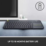 Logitech K400 Plus Wireless Touch Keyboard – All-in-One Media Control