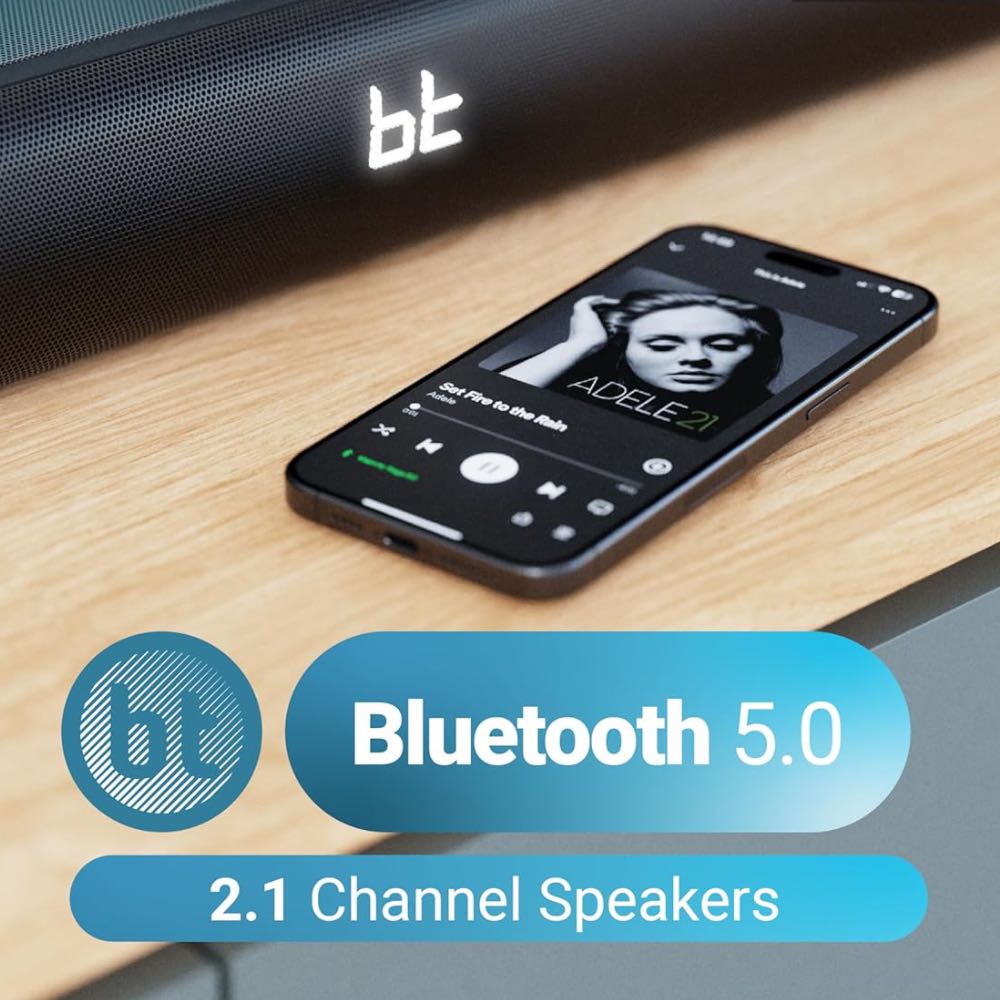 MAJORITY Naga 60 Bluetooth TV Soundbar with Built-In Subwoofer & HDMI ARC