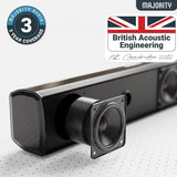 MAJORITY Bowfell Compact Bluetooth Stereo Soundbar for TV with USB Playback & Remote – Black