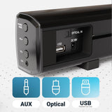 MAJORITY Bowfell Compact Bluetooth Stereo Soundbar for TV with USB Playback & Remote – Black