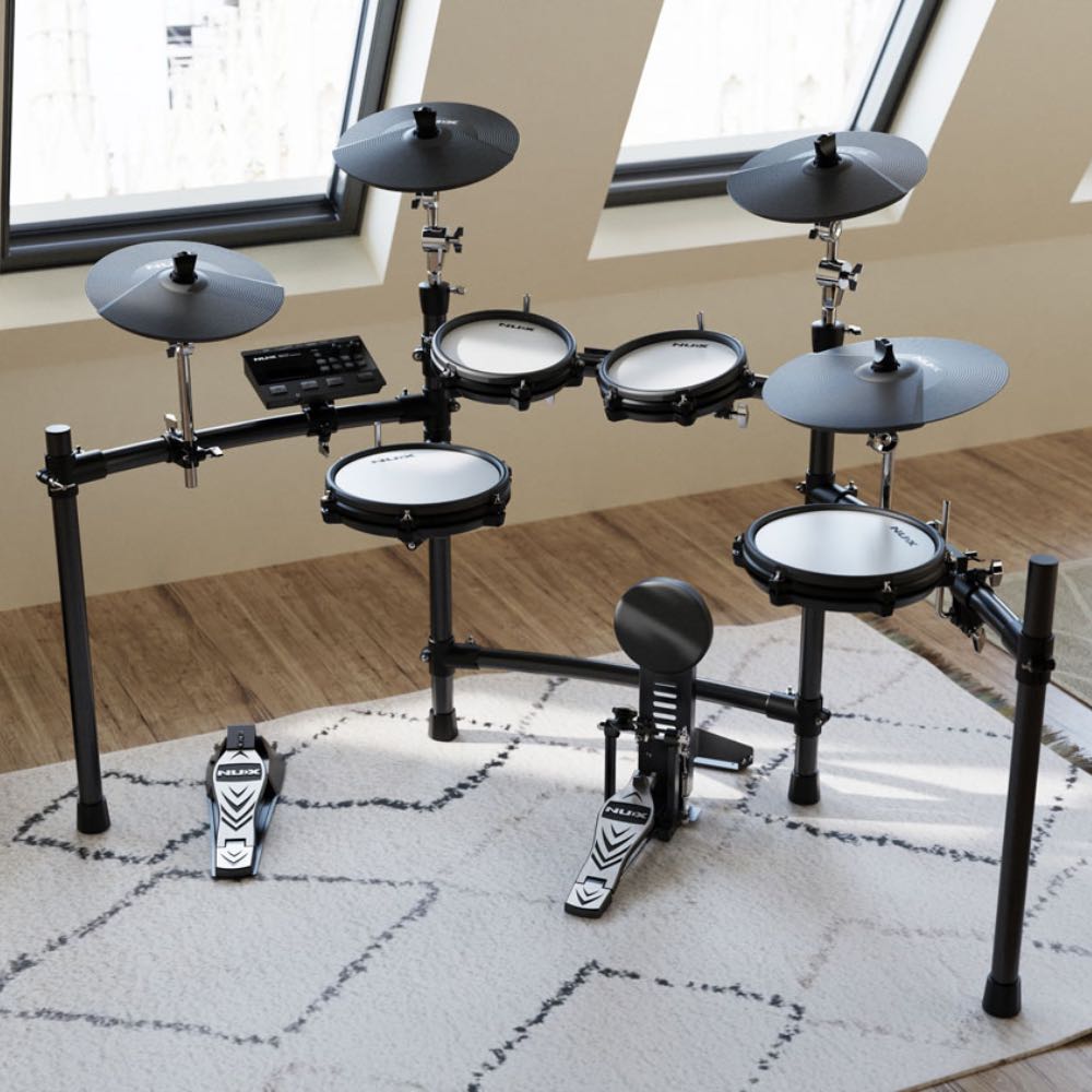 NUX DM-310 Digital Drum Kit with Dual-Zone Mesh Pads, USB Audio & Bluetooth