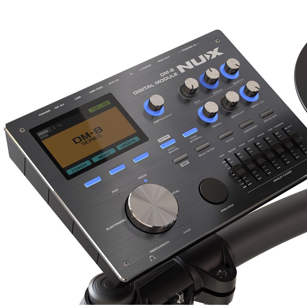 NUX DM-8 Flagship Digital Drum Kit with 14" Snare, USB/MIDI Interface & Bluetooth