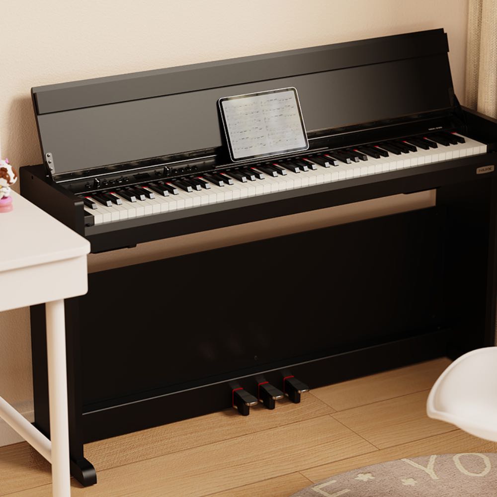 NUX NCK-330 88-Key Upright Full-Size Digital Piano with USB Audio & Bluetooth – Black