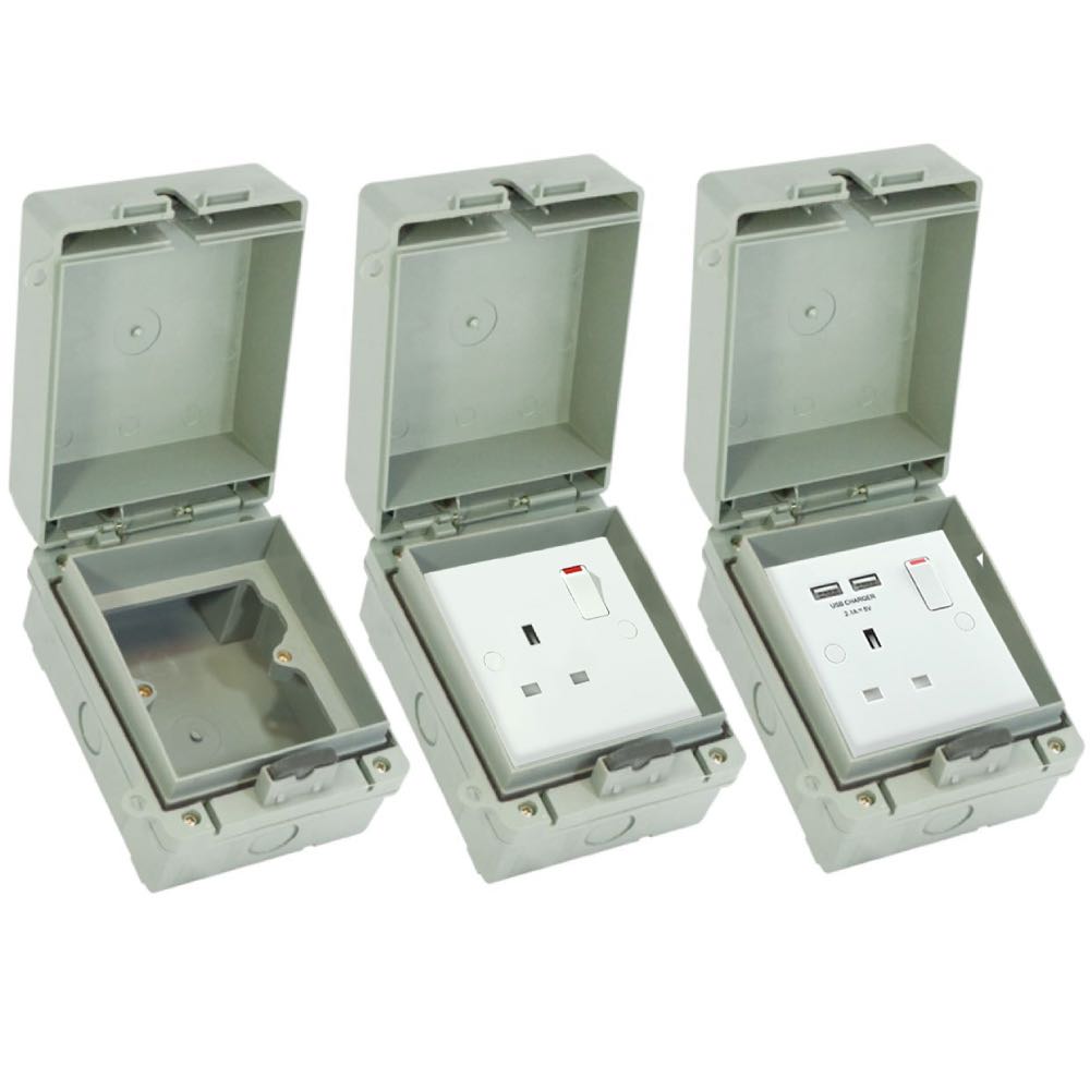 13a Box Outdoor Garden 1 Gang 13A IP65-Rated Weatherproof Enclosure Box with P ...