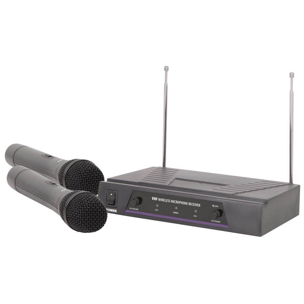 QTX Dual Handheld VHF Wireless Microphone System