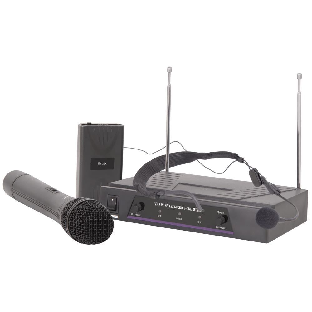 QTX VHF Handheld & Neckband Combo Wireless Microphone System
