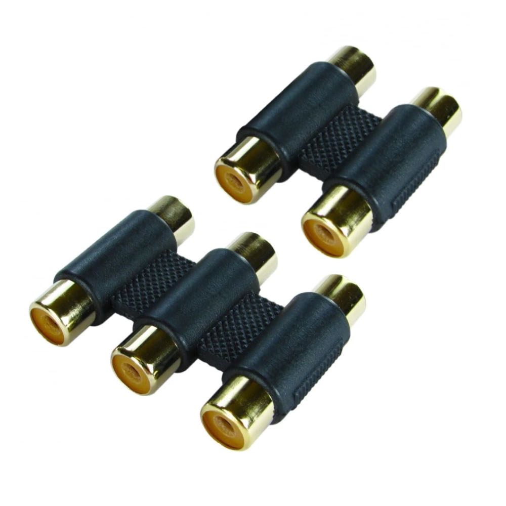 RCA Phono Coupler Adaptor – 2-Way & 3-Way Gold-Plated Joiner