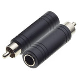 RCA Phono Plug to 6.35mm 1/4" Mono Jack Socket Audio Adaptor – Pair