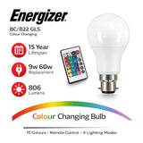 Energizer RGB LED Colour Changing Light Bulb with Remote Control – E27 / B22 / GU10