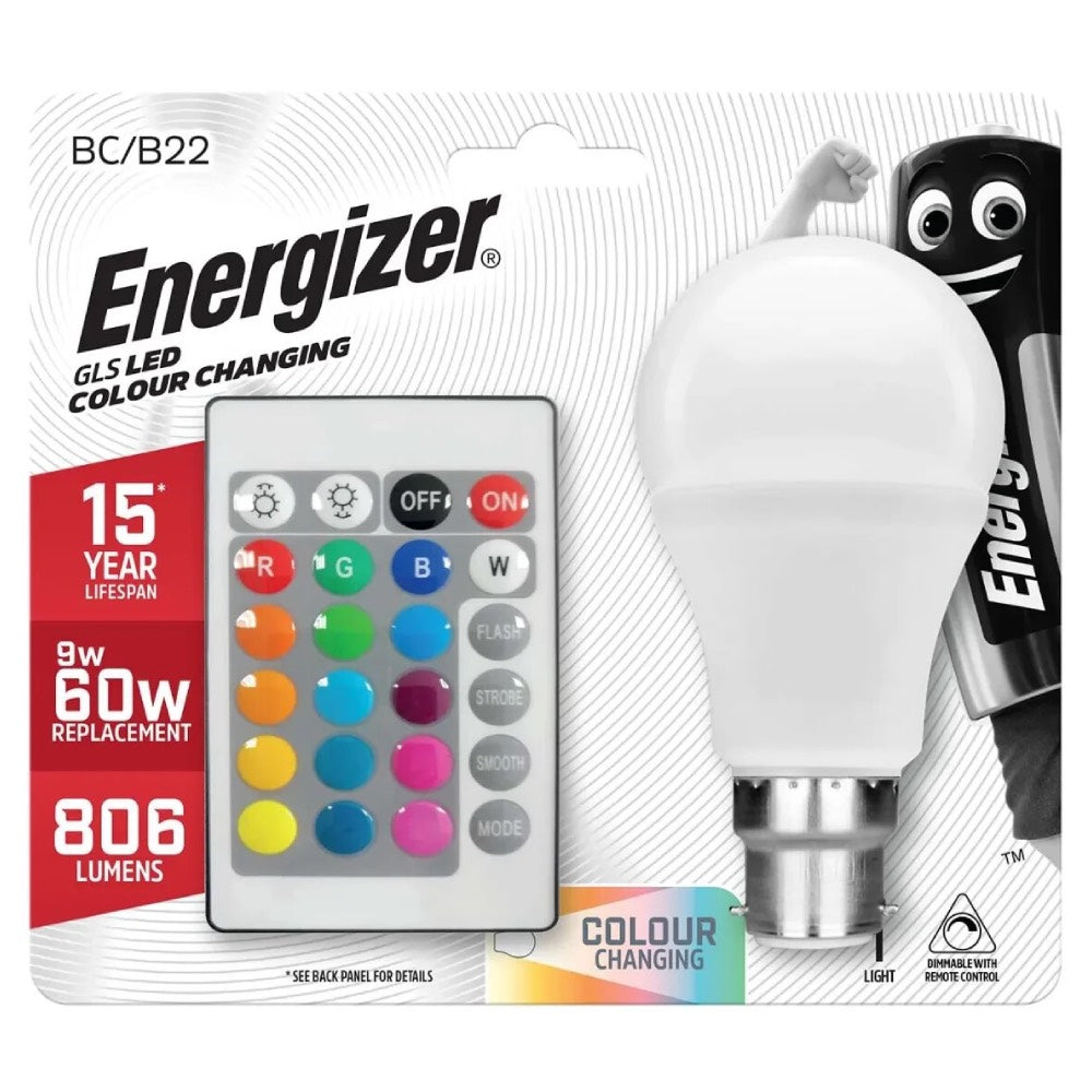 Energizer RGB LED Colour Changing Light Bulb with Remote Control – E27 / B22 / GU10