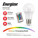 Energizer RGB LED Colour Changing Light Bulb with Remote Control – E27 / B22 / GU10