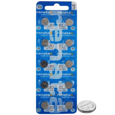 Renata 371 Watch Battery 1.55V Silver Oxide Swiss Made Pack of 10