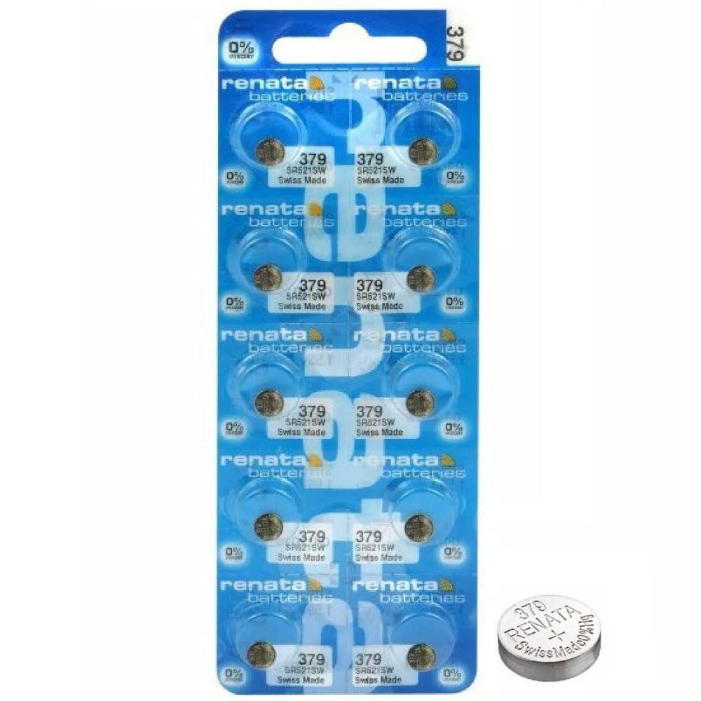 Renata 379 Watch Battery 1.55V Silver Oxide Swiss Made Pack of 10
