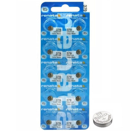 Renata 379 Watch Battery 1.55V Silver Oxide Swiss Made Pack of 10