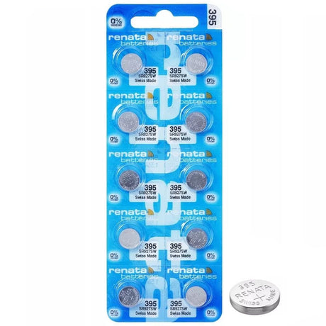 Renata 395 Watch Battery 1.55V Silver Oxide Swiss Made Pack of 10