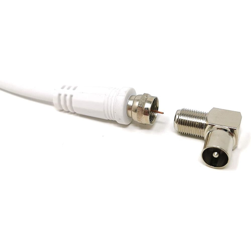 Right Angle TV Aerial Coax Plug to F-Type Socket Adaptor