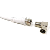 Right Angle TV Aerial Coax Plug to F-Type Socket Adaptor