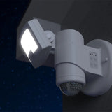 Robotic LED Flood Light with Motion Sensor in White – Auto-Tracking Outdoor PIR Security Light
