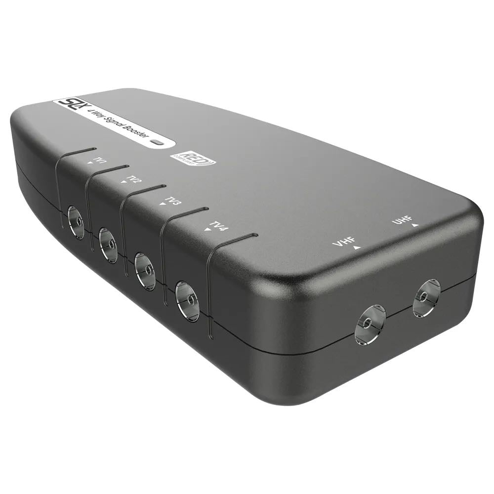 5G Compatible 4 Way Signal Booster Aerial Amplifier Distributes HD TV, Freeview, DAB, FM Signals