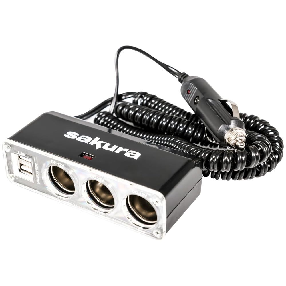Sakura 12V Triple Socket & Dual USB Car Power Hub