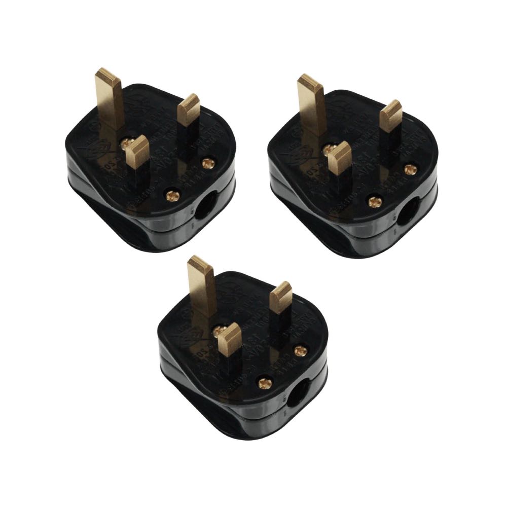 9 x 13A 3-Pin UK Mains Plug - Black