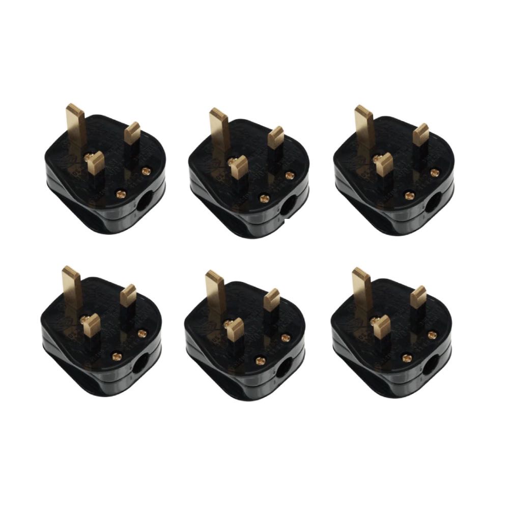 9 x 13A 3-Pin UK Mains Plug - Black