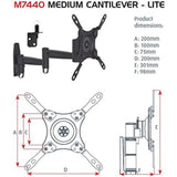 3 Arm Swivel TV Bracket VESA Compatible 13" to 42"
